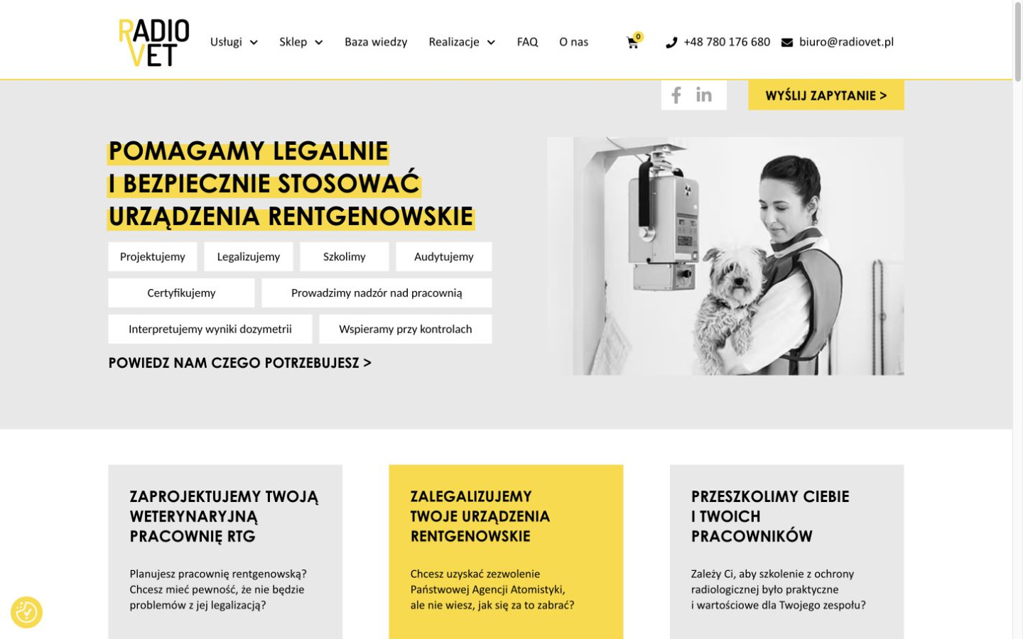Radiovet — sekcja hero strony