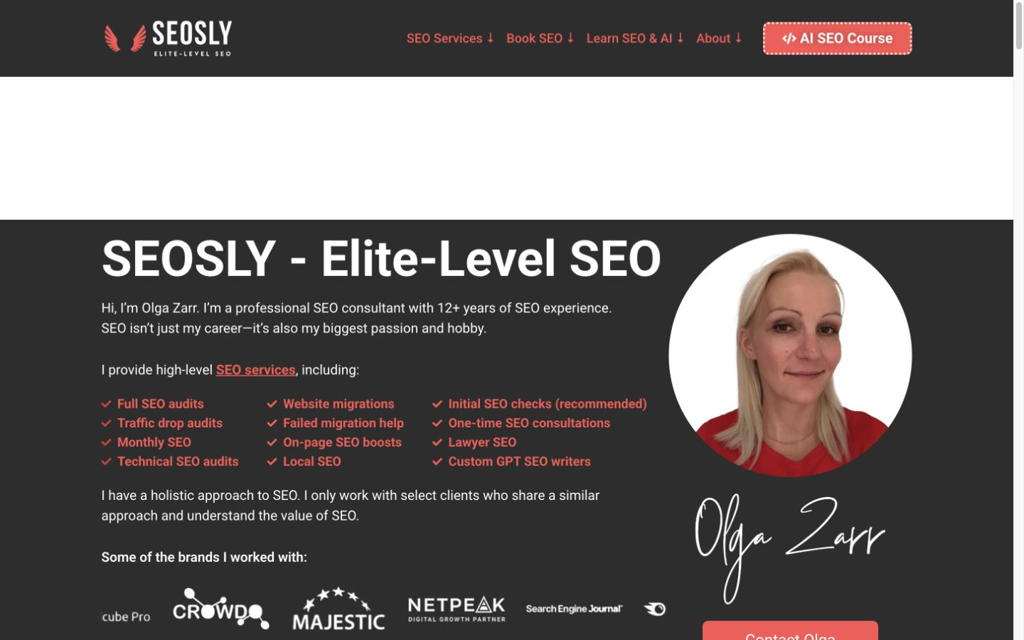 SEOSLY — sekcja hero strony