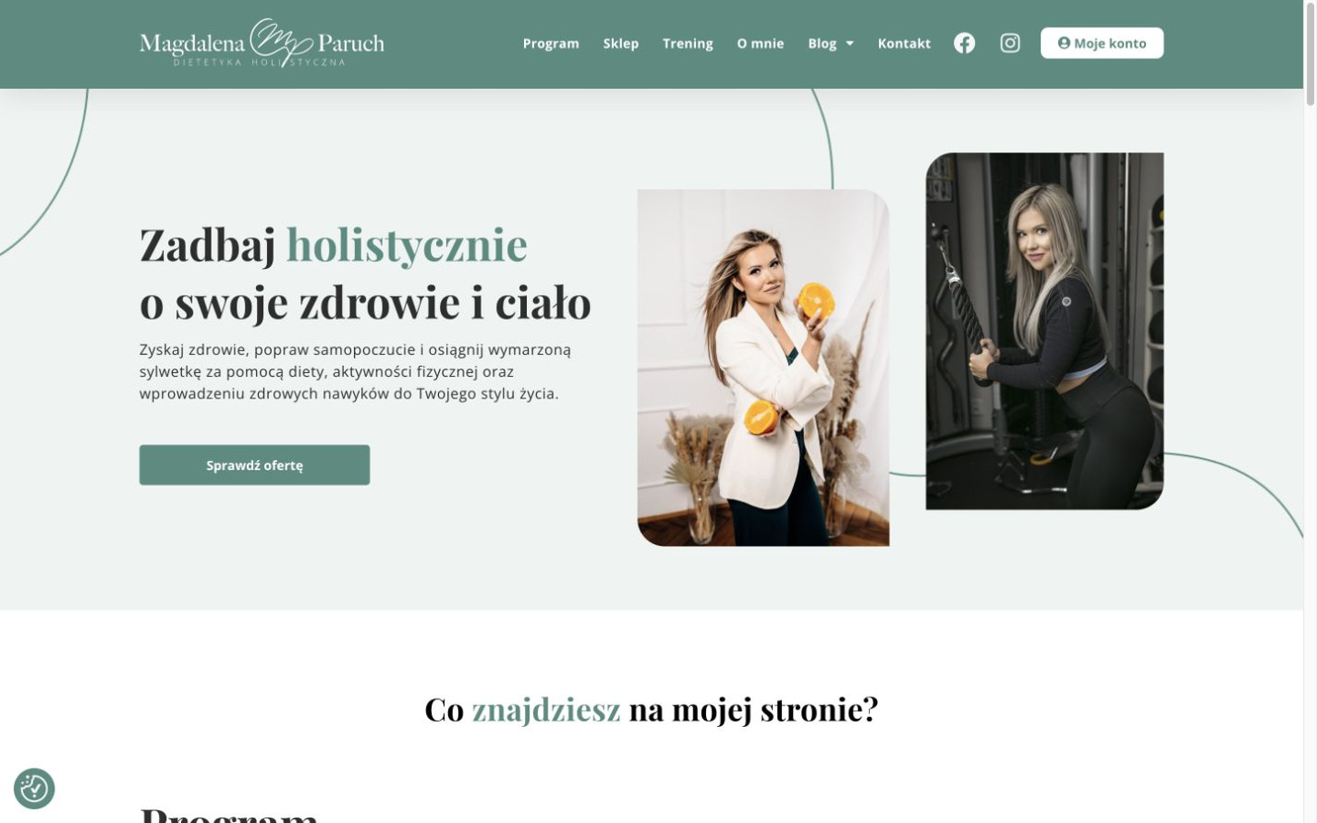 Magdalena Paruch — sekcja hero strony