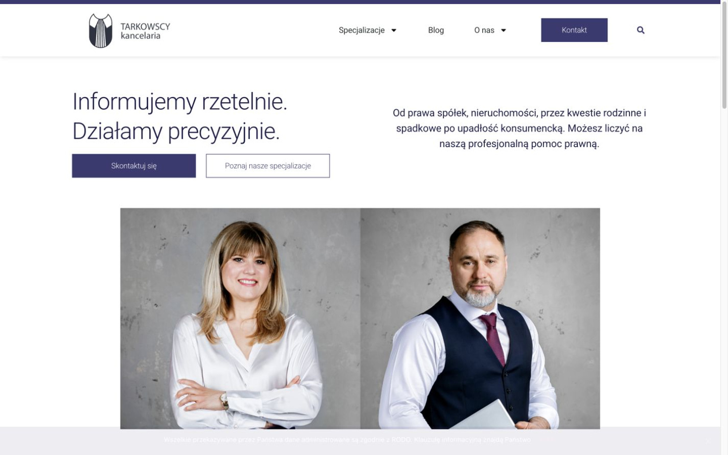 Kancelaria Tarkowscy — sekcja hero strony