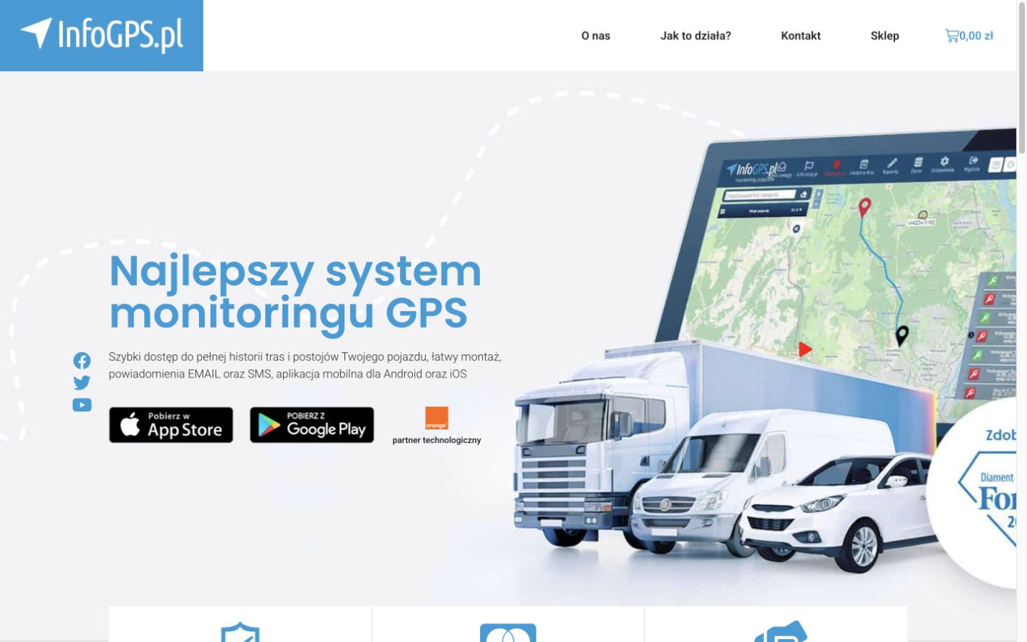 InfoGPS — sekcja hero strony
