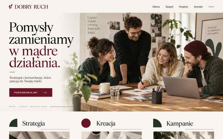 Przykładowy projekt strony agencji marketingowej — osobisty kierunek editorial