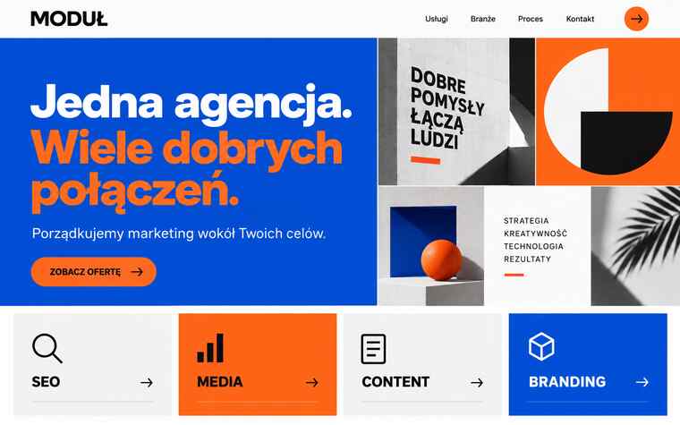 Przykładowy projekt strony agencji marketingowej — modularna prezentacja usług
