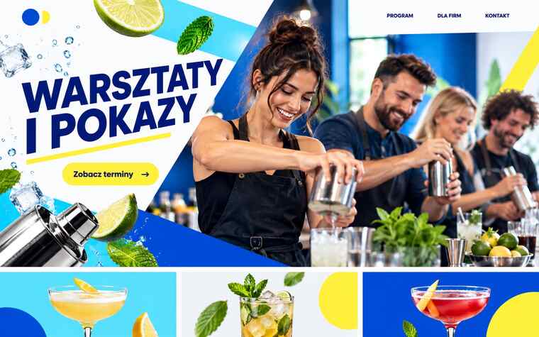 Koncepcja strony barmana — nowoczesne warsztaty i pokazy