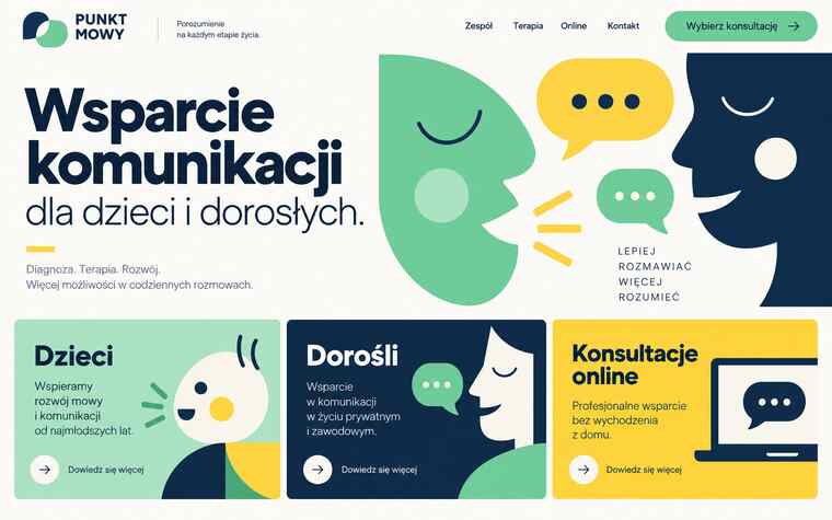 Przykładowy projekt strony poradni logopedycznej z modularną ofertą