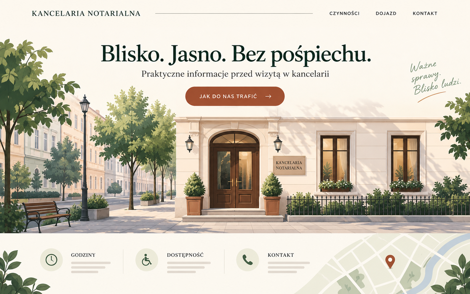 Przykładowy projekt strony lokalnej kancelarii notarialnej w ciepłym stylu