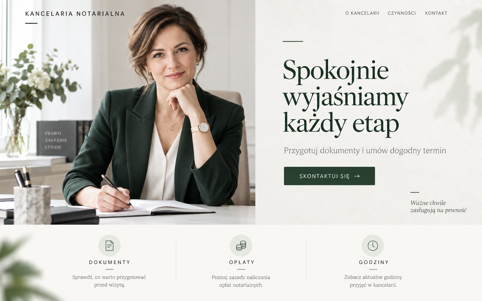 Koncepcja strony notariusza w jasnym stylu osobistego eksperta