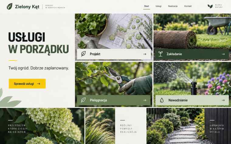 Przykładowy projekt modularnej strony z uporządkowaną ofertą ogrodniczą