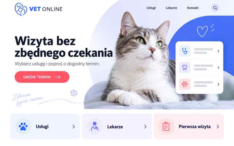 Przykładowy projekt strony weterynaryjnej z nowoczesną ścieżką rezerwacji wizyty